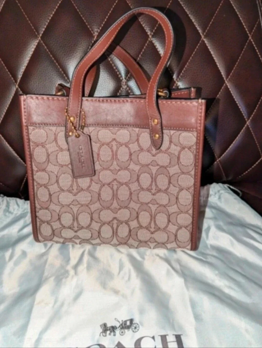 Coach Field Tote 22 Signature Jacquard Canvas & Leather 9